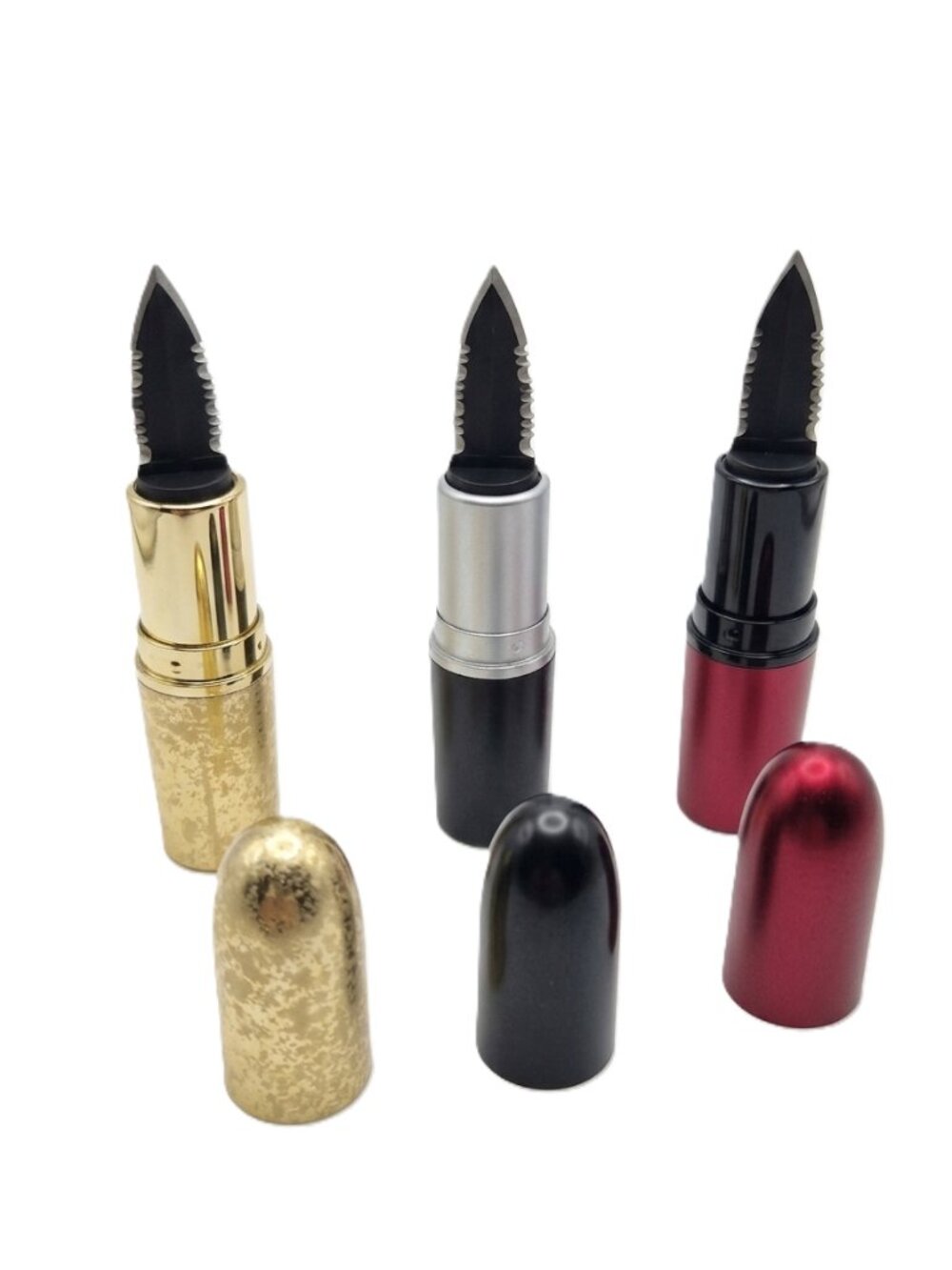 Ladies mini knife lipstick Pack of 3 Red, Gold, Black